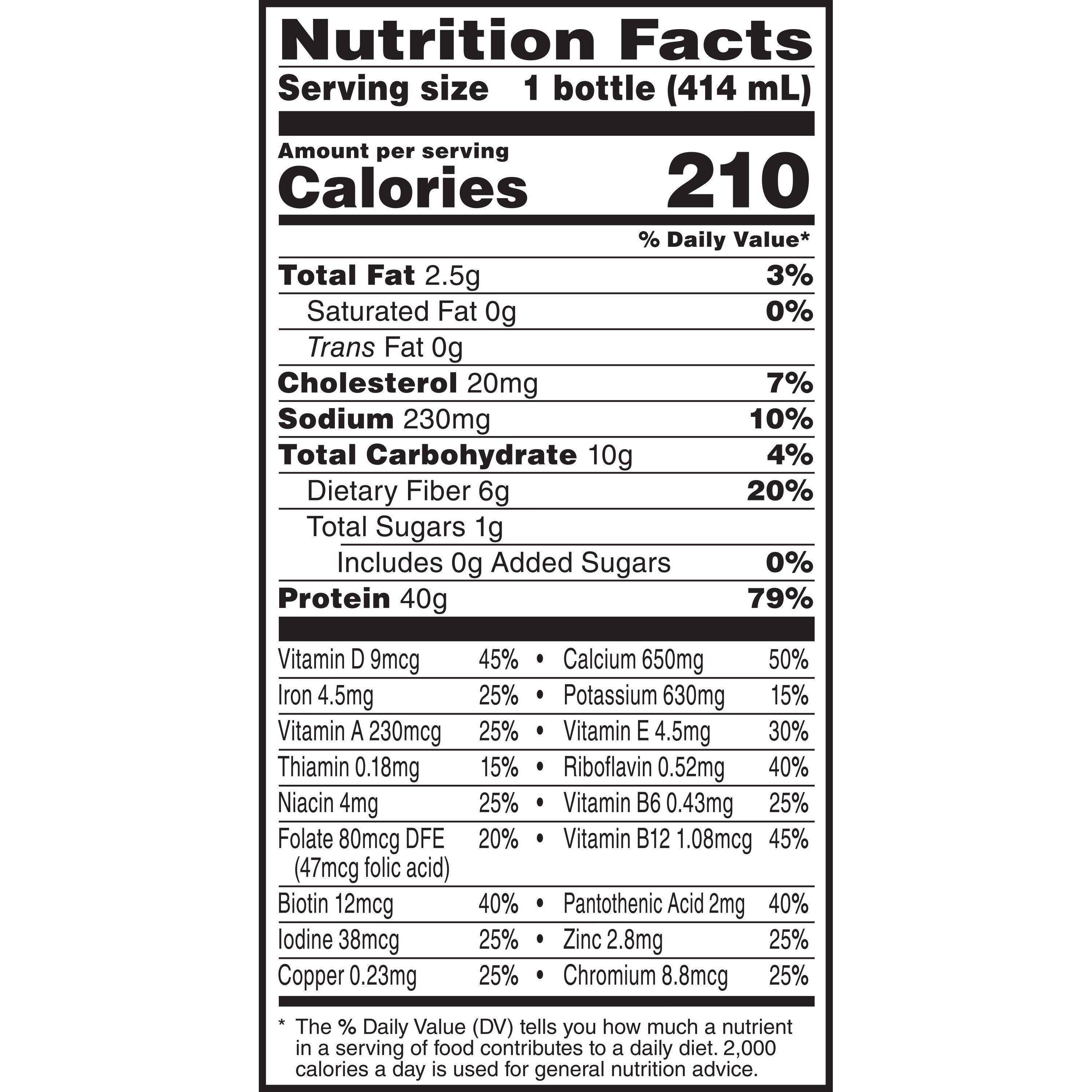 Image describing nutrition information for product Muscle Milk Pro Advanced Nutrition Intense Vanilla